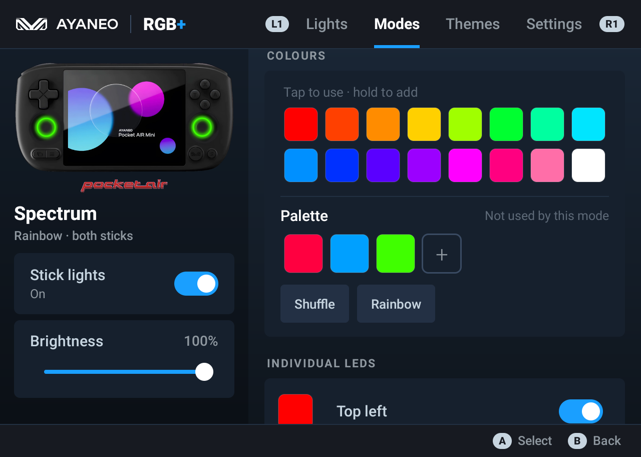 Colours and palette